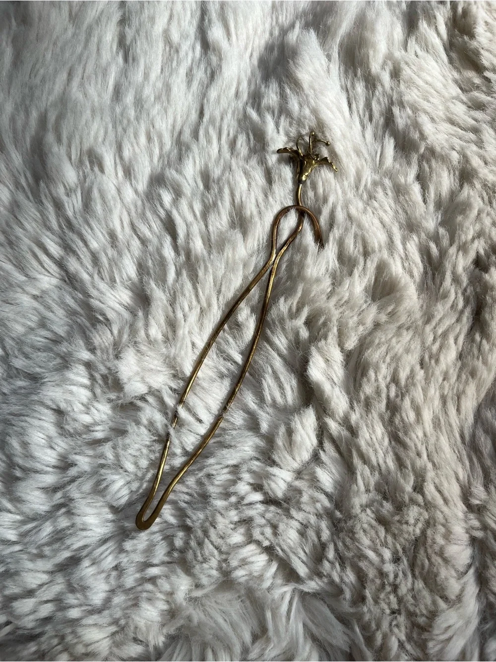 Brass spider lily hair pin